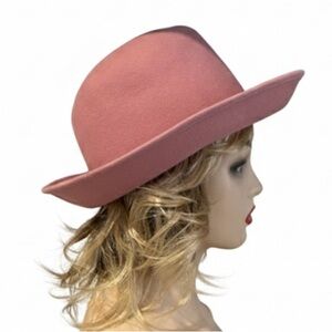 Vintage Bollman Dusty Rose Wool Felt Fedora/Floppy Hat 60’s - 70’s Chapeau Rose